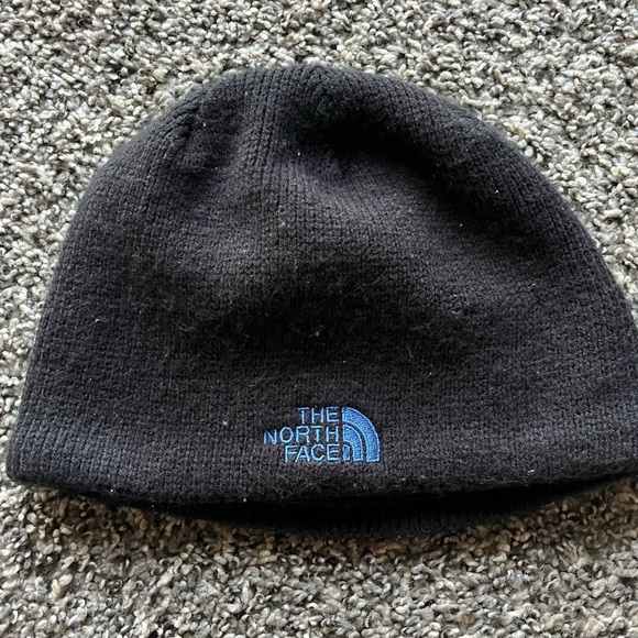 The North Face Accessories - The North Face Black Knit Hat with Blue Logo